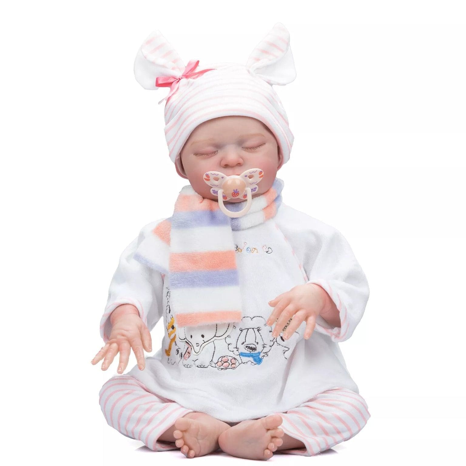Poupée Bébé Reborn Malou - 50 Cm - Fille Aux Cheveux Bruns - Fait Main